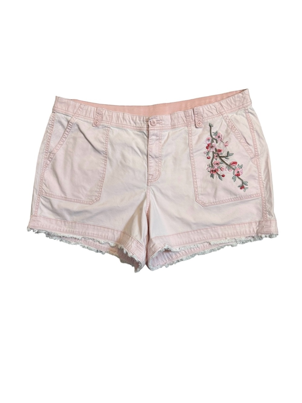 Lane Bryant Pink Embroidered Frayed Hem Shorts Size 24 Plus Size